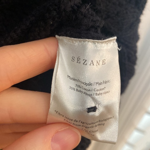 Sezane Medium Anahi Black Crochet Cardigan Sweater - Picture 5 of 10